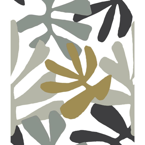 Risky Business III Black Gray Kinetic Tropical Peel and Stick Wallpaper, image 2