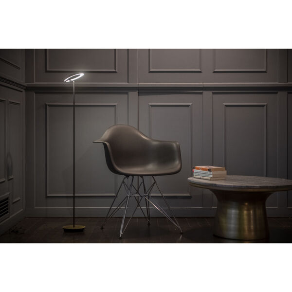 Royyo Matte Black and White Oak LED Floor Lamp, image 4