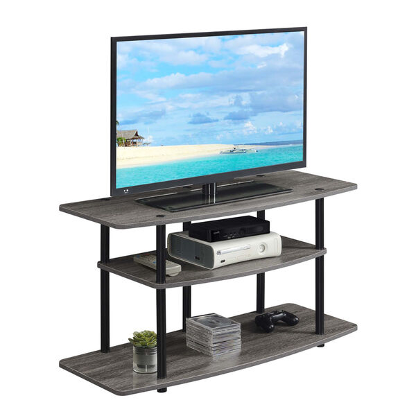 Designs2Go Weathered Gray Black Three-Tier Wide TV Stand, image 3