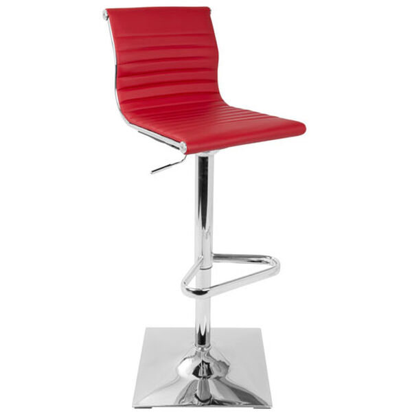 Master Polished Chrome and Red Leather Seat Bar Stool, image 1