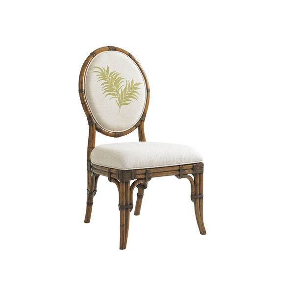 Bali Hai Brown, Ivory and Green Gulfstream Oval Back Side Chair, image 1
