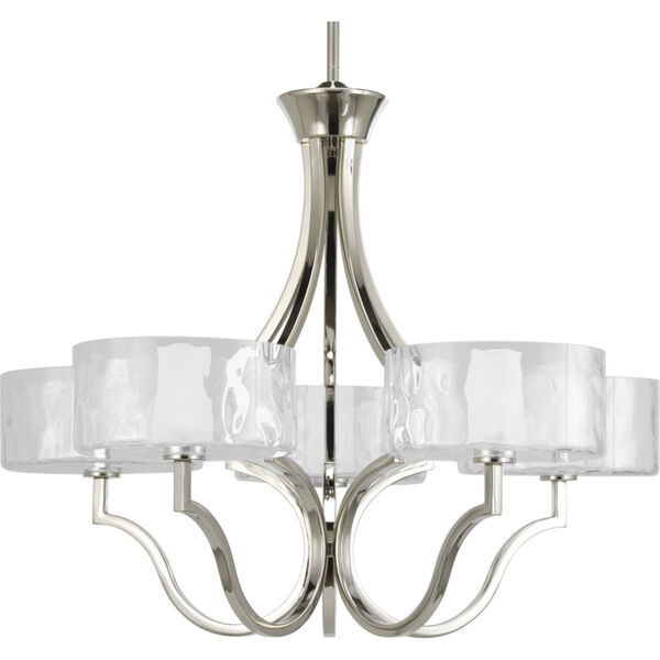 Caress Polished Nickel Five-Light Chandelier with Glass Diffuser, image 1