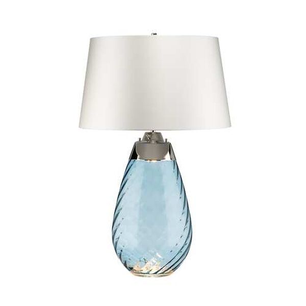 Lena Blue Two-Light Table Lamp with Off White Satin Shade, image 1