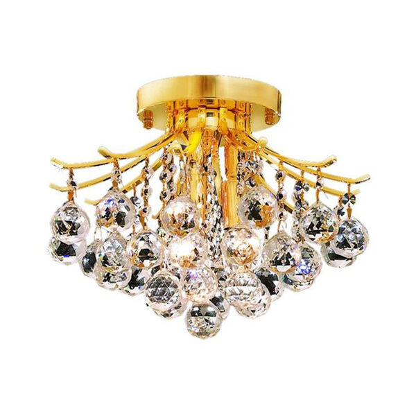 Toureg Gold Three-Light 12-Inch Flush Mount with Royal Cut Clear Crystal, image 1