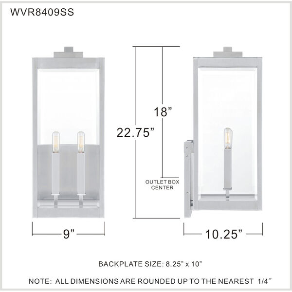 Westover Stainless Steel Two-Light Outdoor Wall Mount, image 6