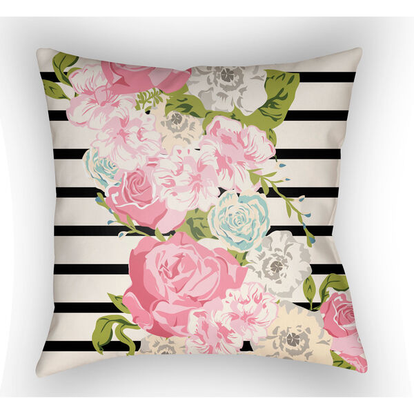 Lolita Sofia Pink, Ivory and Black 18 x 18 In. Pillow with Poly Fill, image 1