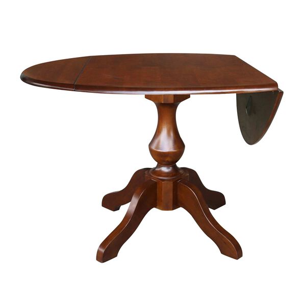Espresso 30-Inch Round Pedestal Dual Drop Leaf Dining Table, image 2