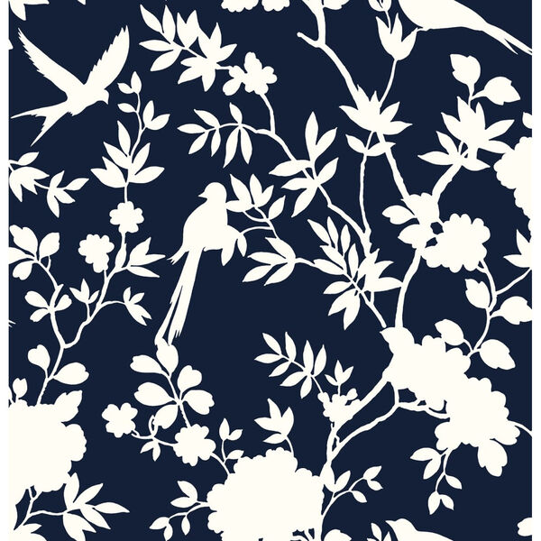 Lillian August Luxe Haven Navy Blue Mono Toile Peel and Stick Wallpaper, image 2