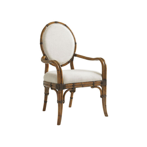 Bali Hai Brown and Ivory Gulfstream Oval Back Arm Chair, image 1