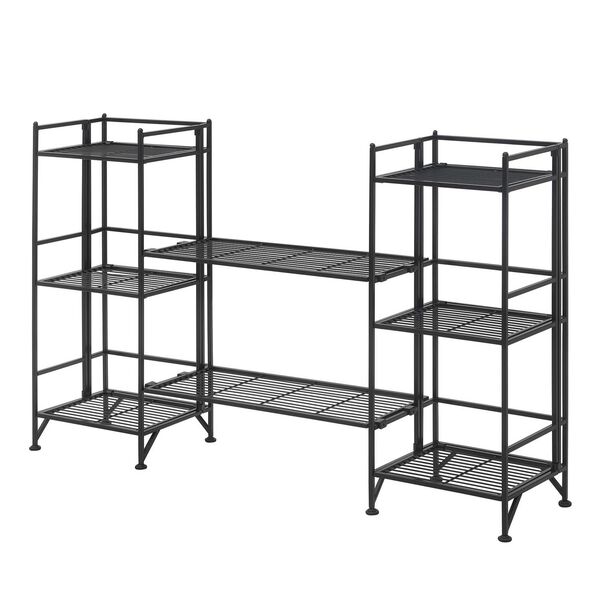 Xtra Storage Three-Tier Folding Metal Shelves with Set of Two Extension Shelves, image 1