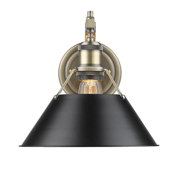 Orwell Aged Brass One-Light Wall Sconce with Black Shade, image 1
