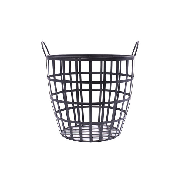 Black Steel Log Basket with Carry Handles, image 1