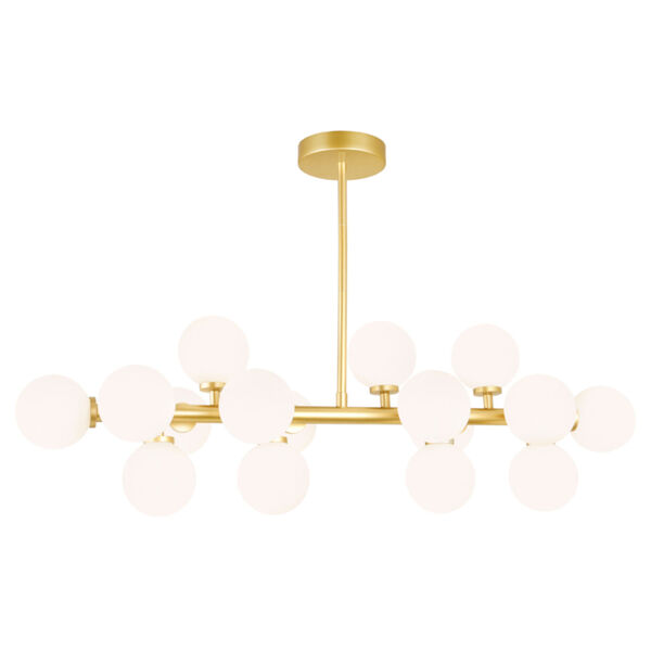 Arya Satin Gold 16-Light Chandelier with Frosted Glass, image 1