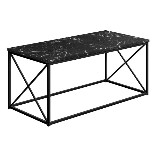 Black Marble X-Leg Coffee Table, image 1