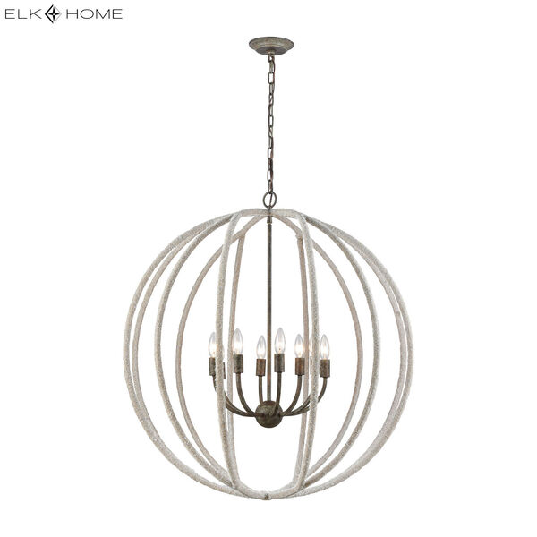 Lasso Grey Brown Rust and Rope Eight-Light Chandelier, image 3