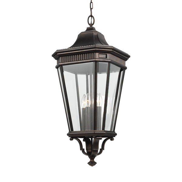 Cotswold Lane Grecian Bronze 31-Inch Four-Light Hanging Lantern with Clear Glass, image 2