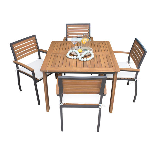Boca Grande Brown and Gray Square Dining Set, Five-Piece, image 1