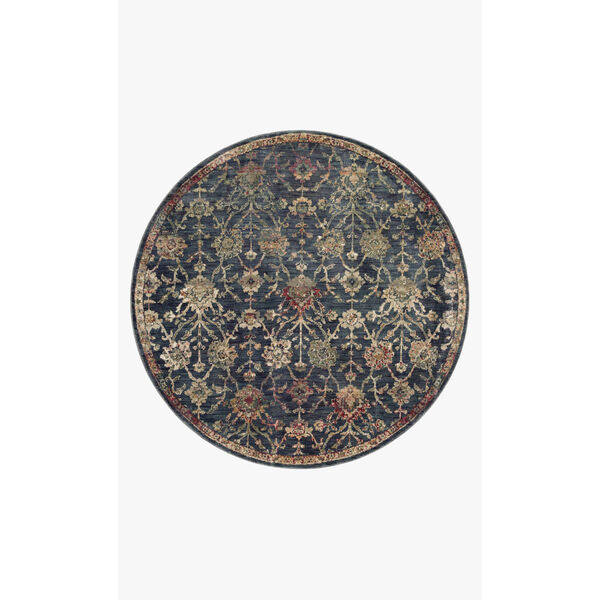 Giada Navy and Multicolor Round: 5 Ft. x 5 Ft.  Rug - (Open Box), image 1