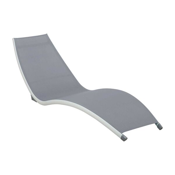 Helix White Gray Stackable Sling Chaise Lounge, Set of Two, image 3