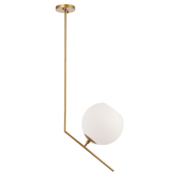 Ryland Brass One-Light Pendant with Frosted White Glass, image 3