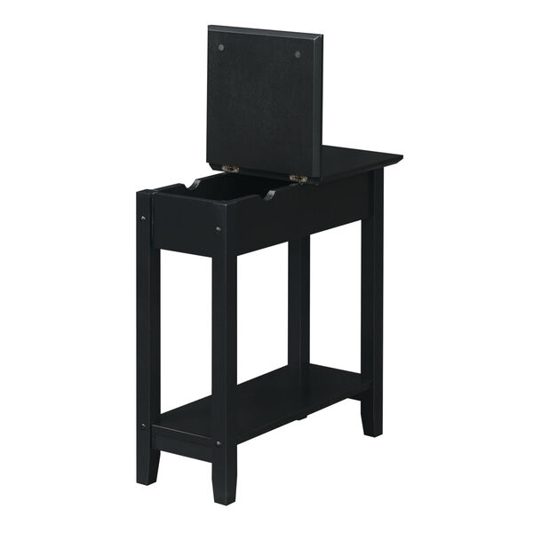 American Heritage Black Flip Top End Table with Charging Station, image 4