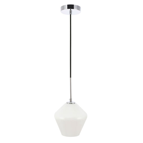 Gene Chrome Eight-Inch One-Light Mini Pendant with Frosted White Glass, image 5