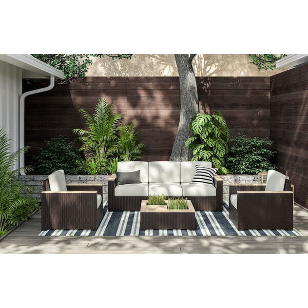 Palm Springs Rattan and White Outdoor Sofa Set, 4-Piece, image 2
