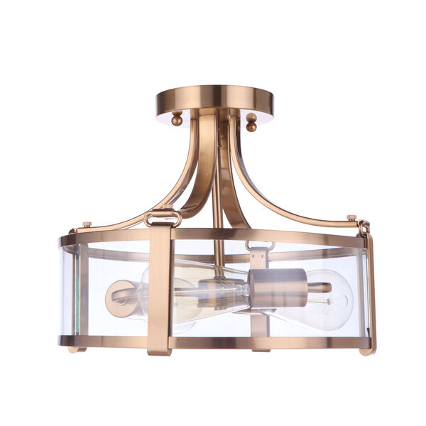 Elliot Satin Brass Three-Light Semi-Flush Mount, image 1
