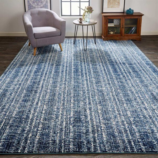 Remmy Casual Solid Blue Ivory Rectangular 4 Ft. 3 In. x 6 Ft. 3 In. Area Rug, image 2