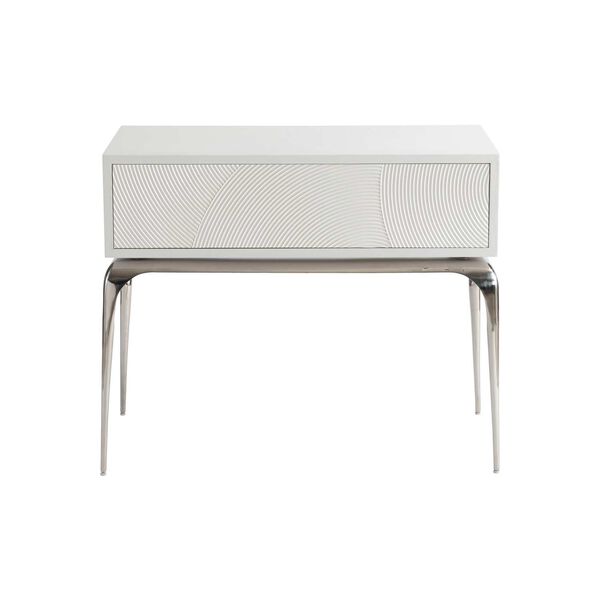 Montoya Frosted Pearl and Stainless Steel Nightstand, image 1