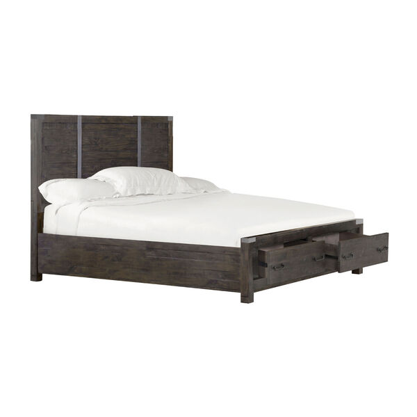 River Station Panel California King Bed with Storage in Weathered Charcoal, image 3
