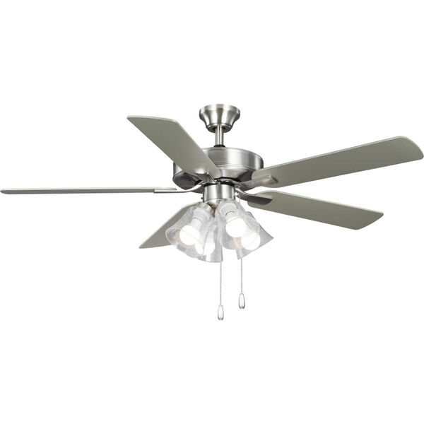 AirPro Builder Brushed Nickel Four-Light LED 52-Inch Ceiling Fan with Clear Seeded Glass Light Kit, image 6