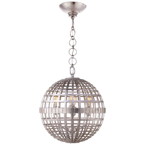 Mill Small Globe Lantern in Burnished Silver Leaf by AERIN, image 1