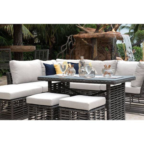 Intech Grey Outdoor High Ct Sectional with Standard cushion, 7 Piece, image 3