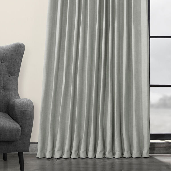 Heather Grey Faux Linen Extra Wide Blackout Curtain Single Panel, image 5