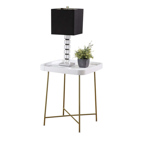 Lunar White and Gold End Table, image 2