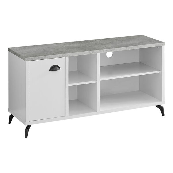 White and Black TV Stand with Four Shelves, image 1
