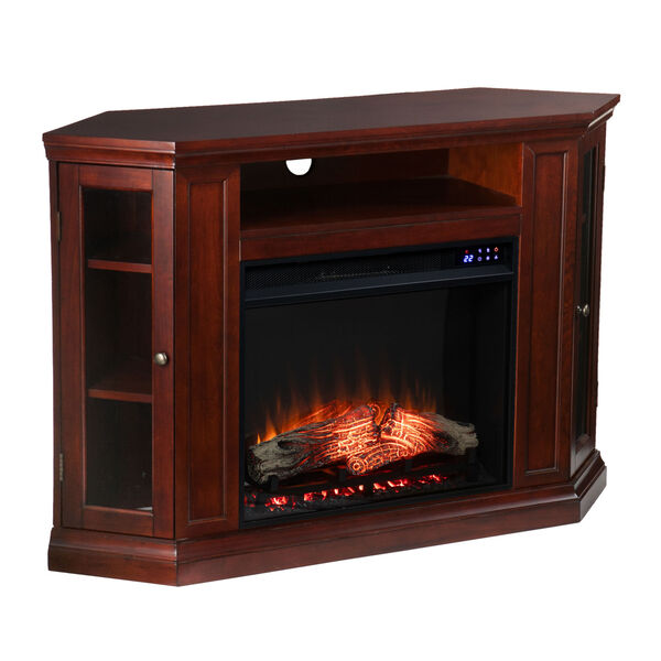 Claremont Cherry Corner Electric Fireplace with Storage, image 5