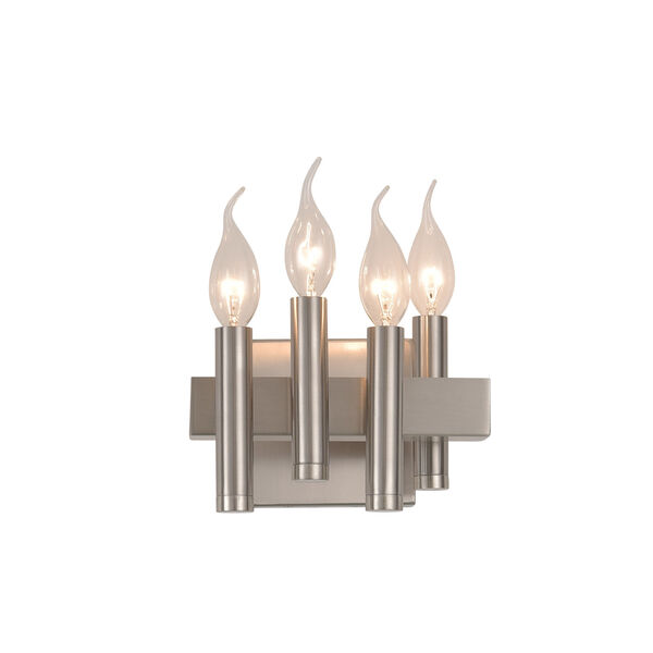 Collette Satin Nickel Four-Light Right Facing Flames Bath Vanity, image 1
