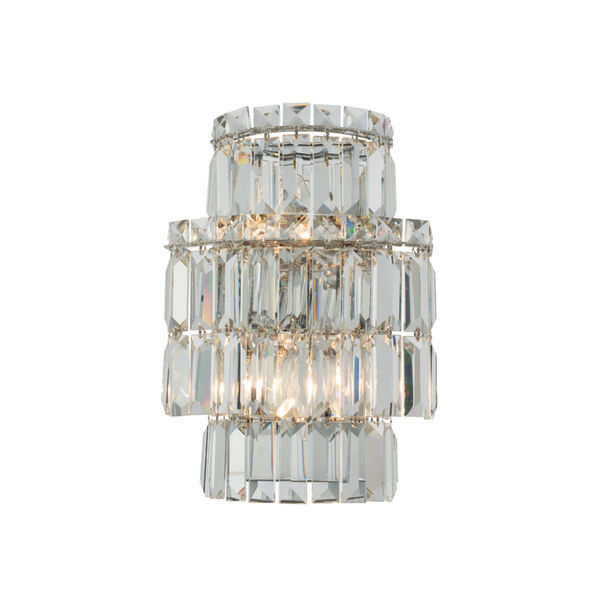 Livelli Polished Chrome Two-Light Wall Sconce with Firenze Crystal, image 1