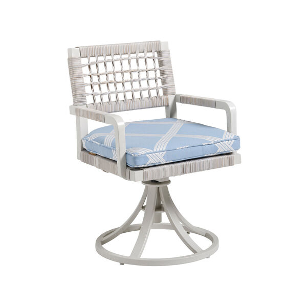 Seabrook White and Blue Swivel Rocker Arm Chair, image 1