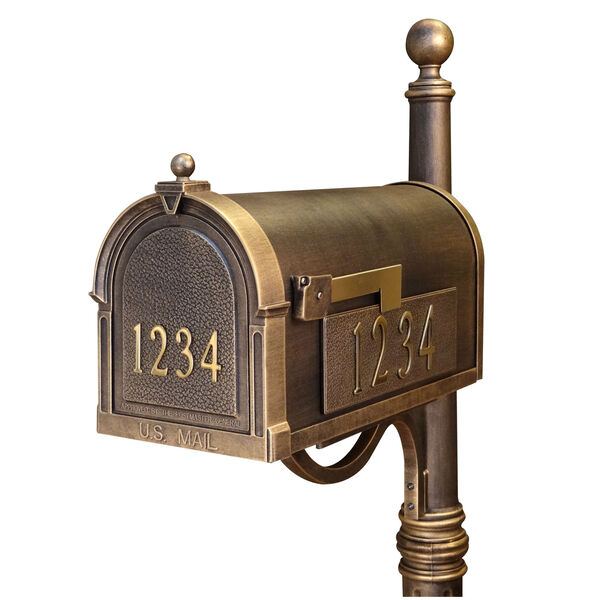 Personalized Berkshire Mailbox in Bronze with Brass Front and Side Numbers, image 2