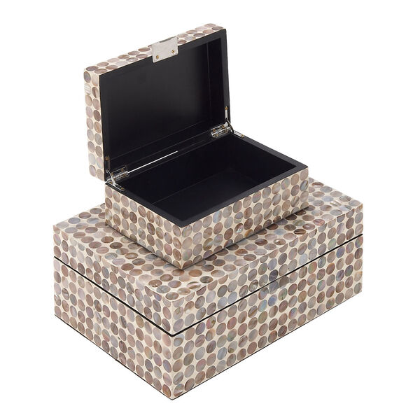 Brown Mother of Pearl Box, Set of 2, image 6