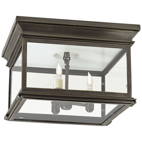 Club Large Square Flush Mount in Bronze with Clear Glass by Chapman and Myers, image 1