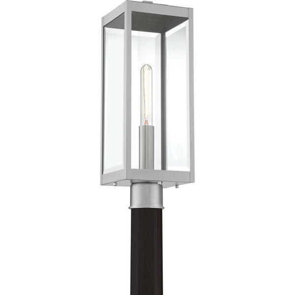 Westover Stainless Steel One-Light Outdoor Post Lantern with Transparent Beveled Glass, image 3