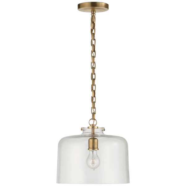 Katie Dome Pendant in Hand-Rubbed Antique Brass with Clear Glass by Thomas O'Brien, image 1
