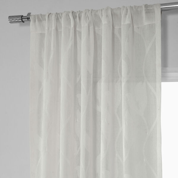 White Vine Patterned Faux Linen Single Panel Curtain 50 x 84, image 5