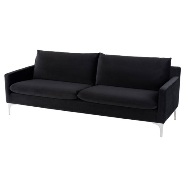 Anders Matte Black and Silver Sofa, image 1