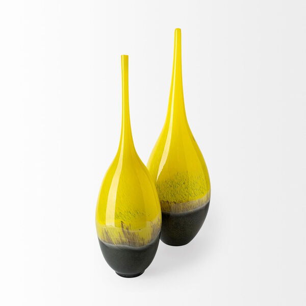 Jasse Yellow and Gray Small Ombre Glass Vase, image 3