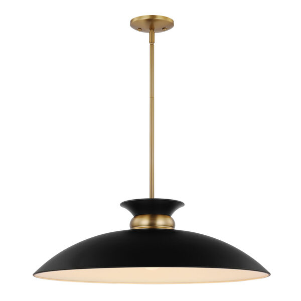 Perkins Matte Black and Burnished Brass 24-Inch One-Light Pendant, image 1